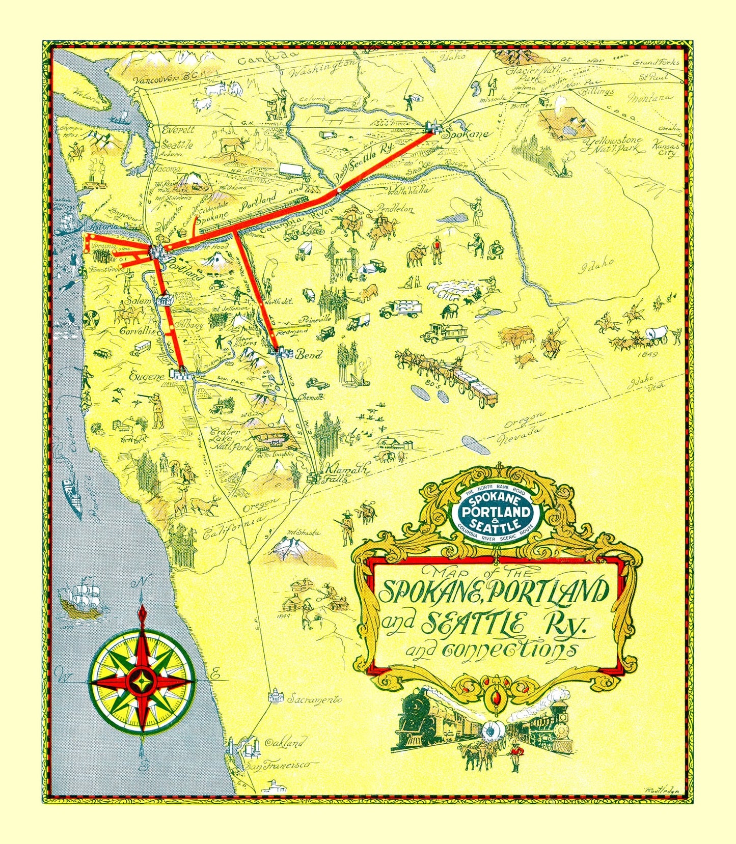 Vintage Railroad Map of the United States, 1917
