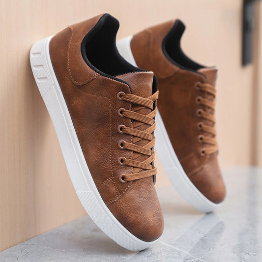 Men's Leather Sneakers - Casual Fashion Sneakers