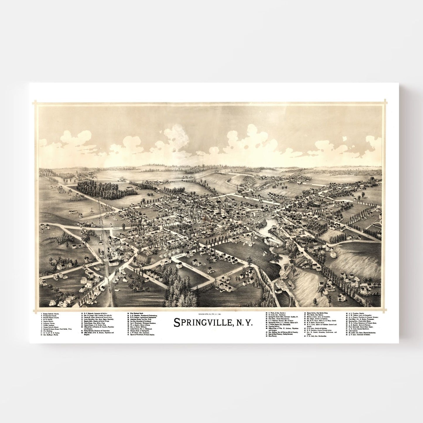 Vintage Map of Springville, New York, 1892