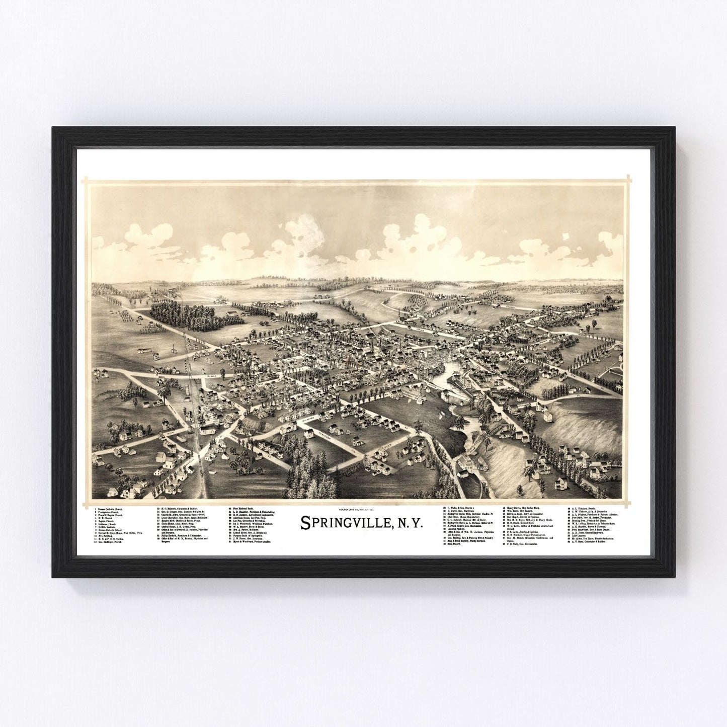 vintage map of Springville, New York, 1892