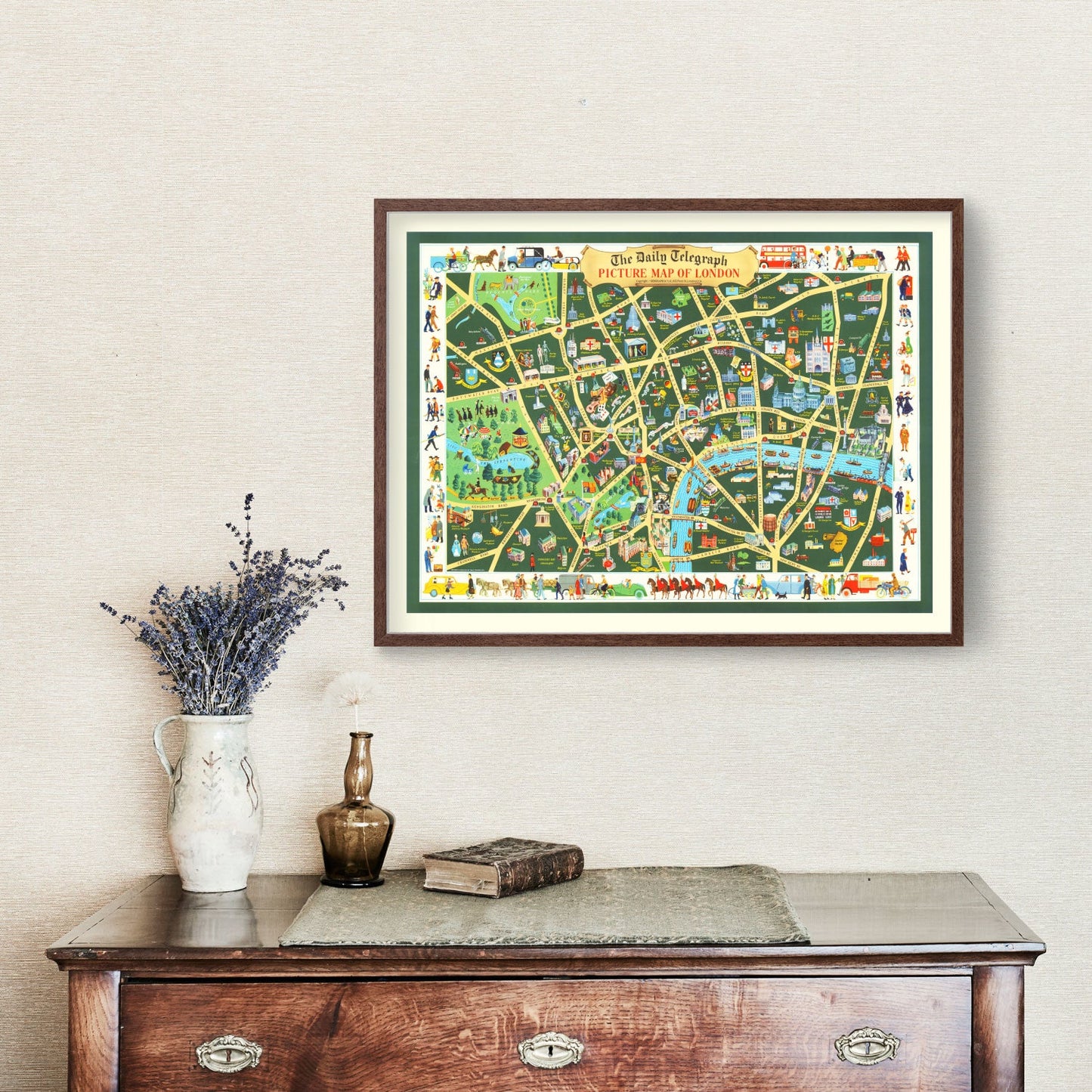 Vintage Map of London, England, 1950