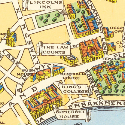 Children's Map of London, England 1938 Vintage Print