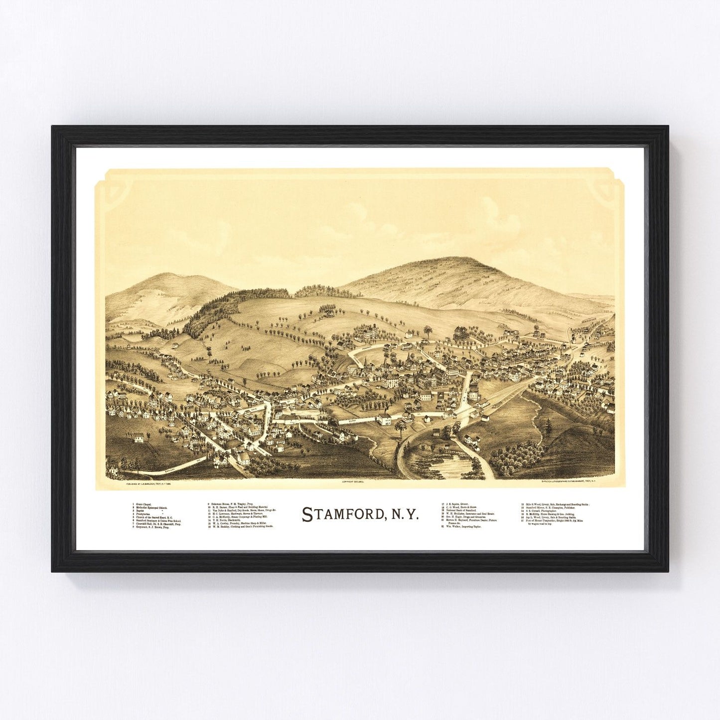 Vintage map of Stamford, New York, 1890