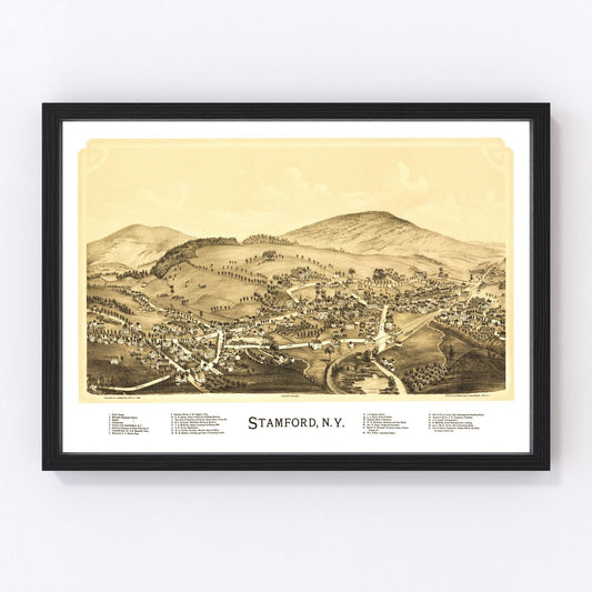 Vintage map of Stamford, New York, 1890