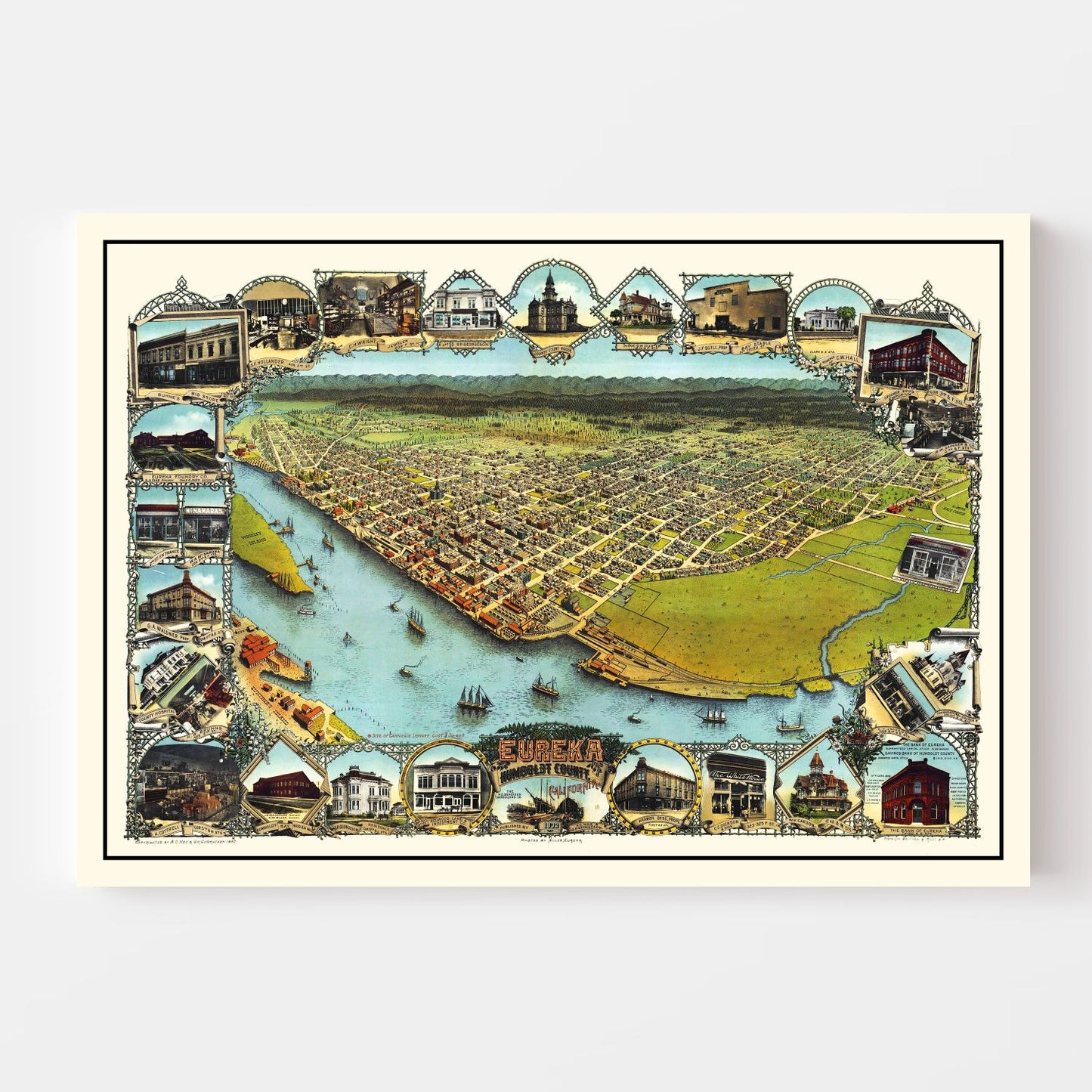 Vintage Map of Eureka, California, 1902