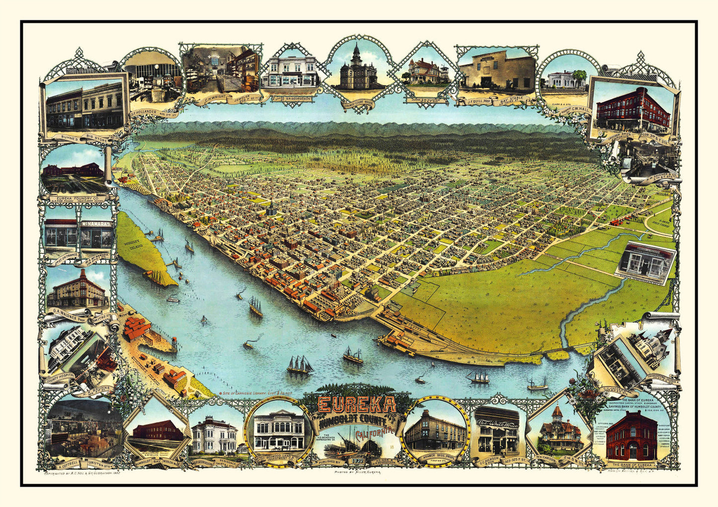 Vintage Map of Eureka, California, 1902