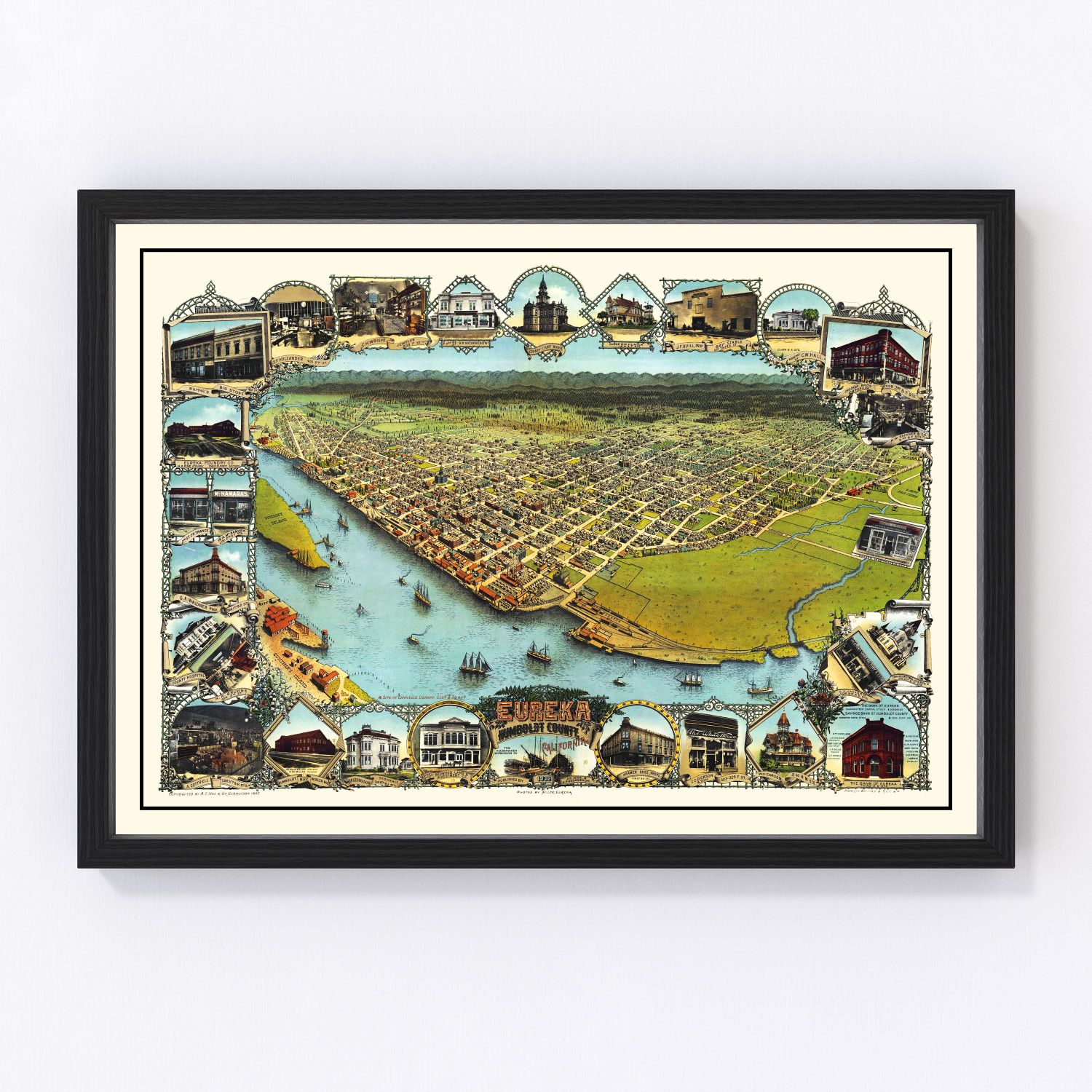 vintage map of Eureka, California, 1902