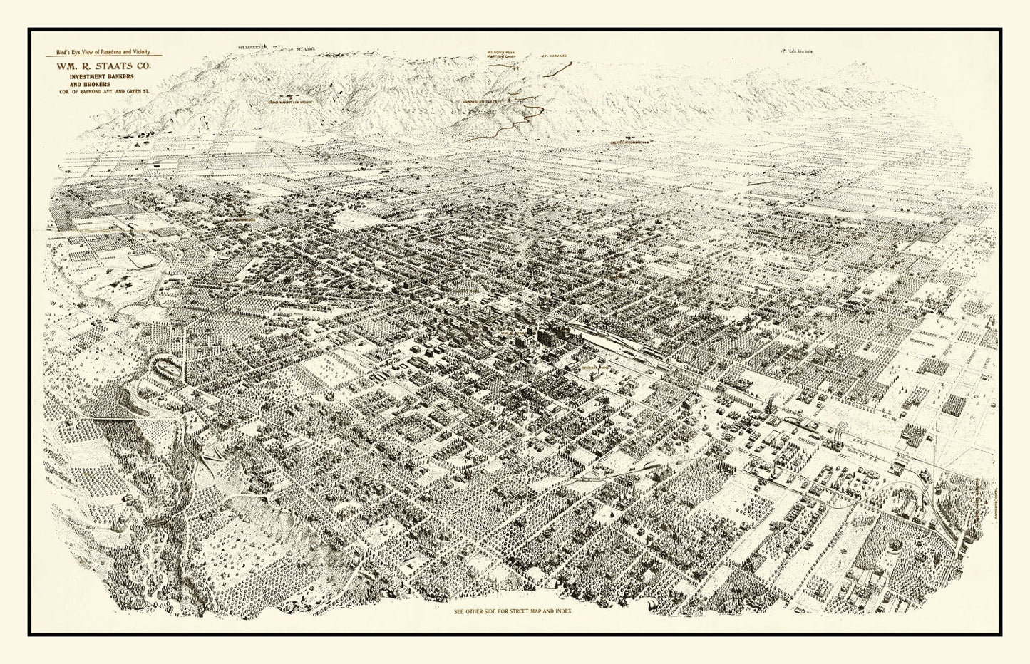 Vintage Map of Pasadena, California, 1903