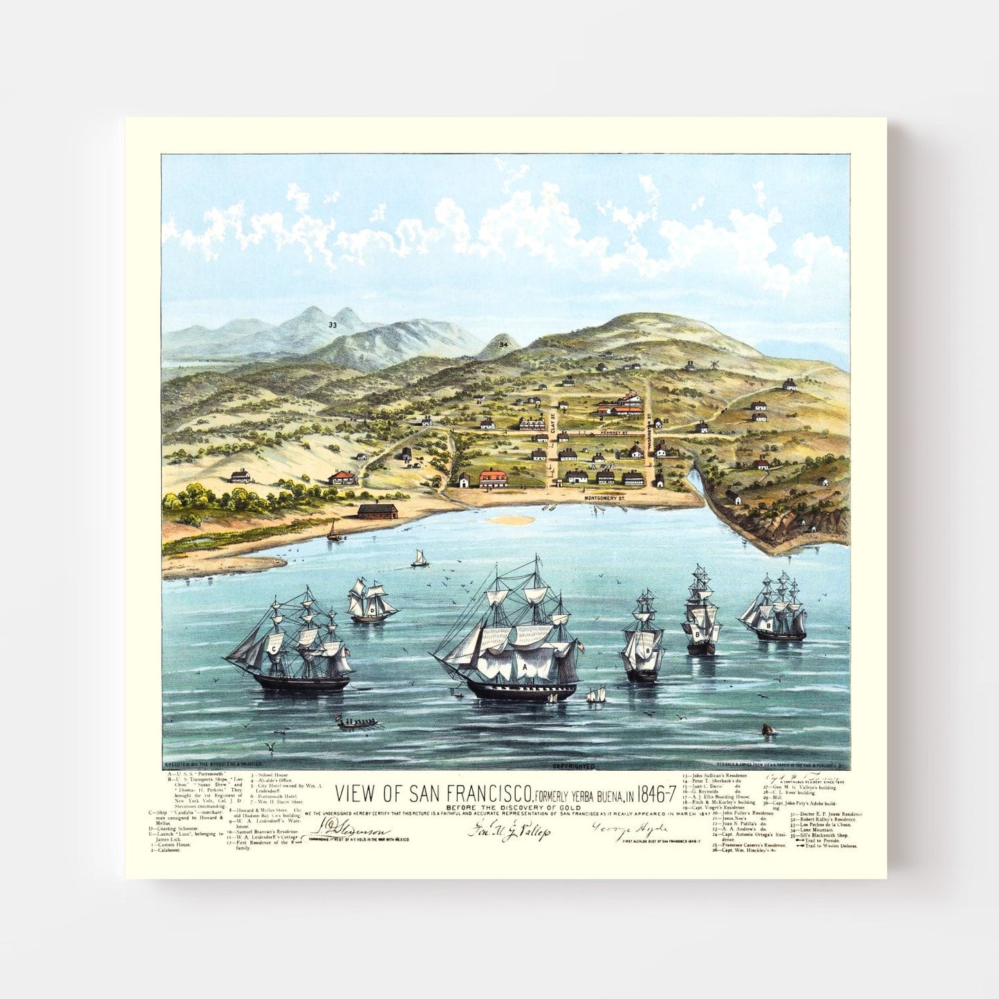 Vintage Map of San Francisco, California, 1884