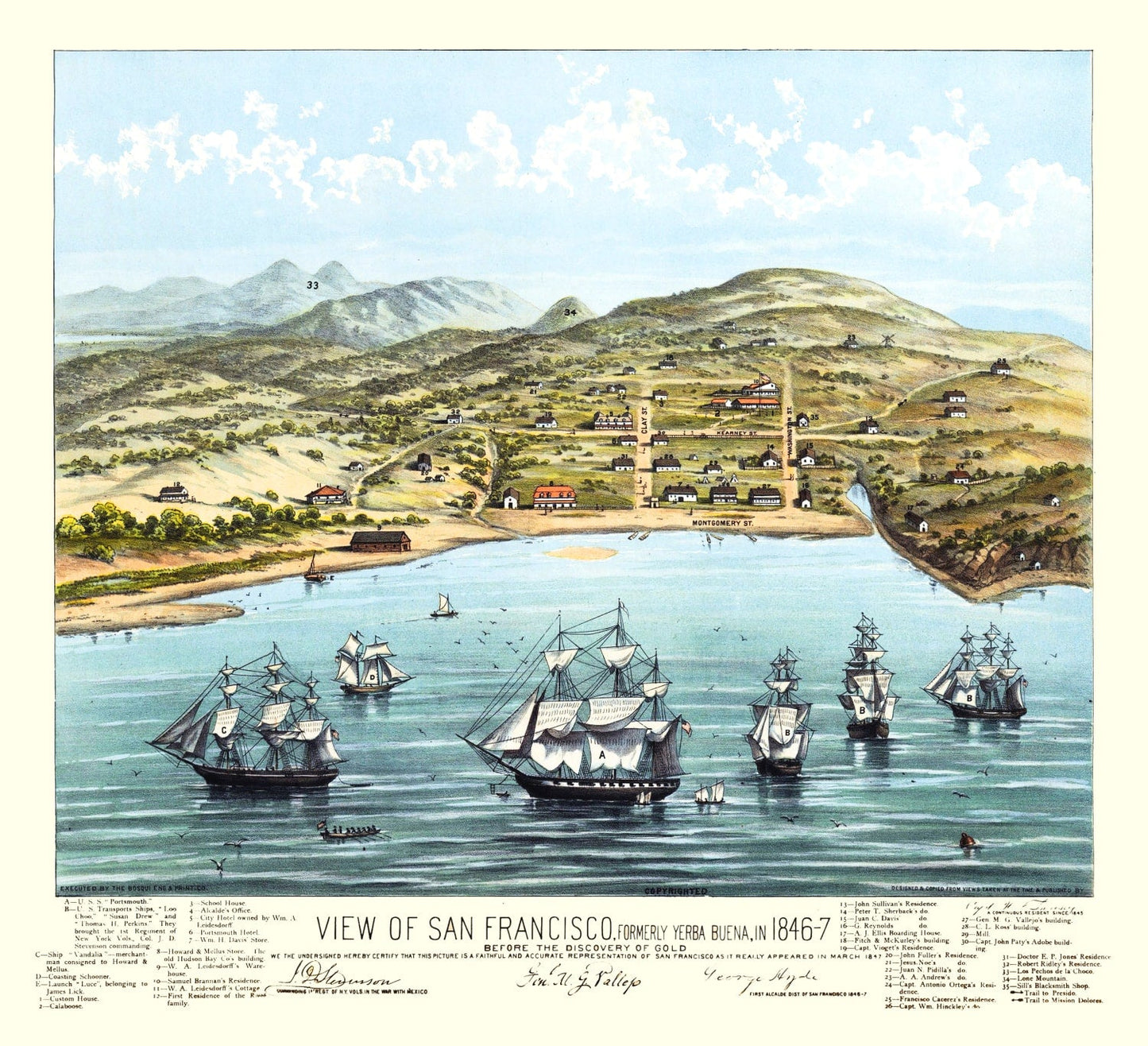 Vintage Map of San Francisco, California, 1884