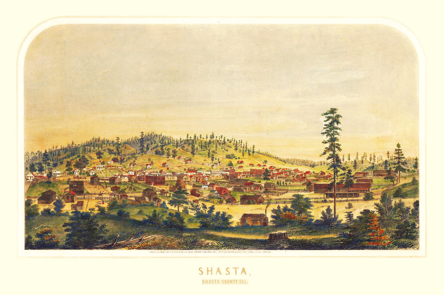 Vintage Map of Shasta, California, 1856