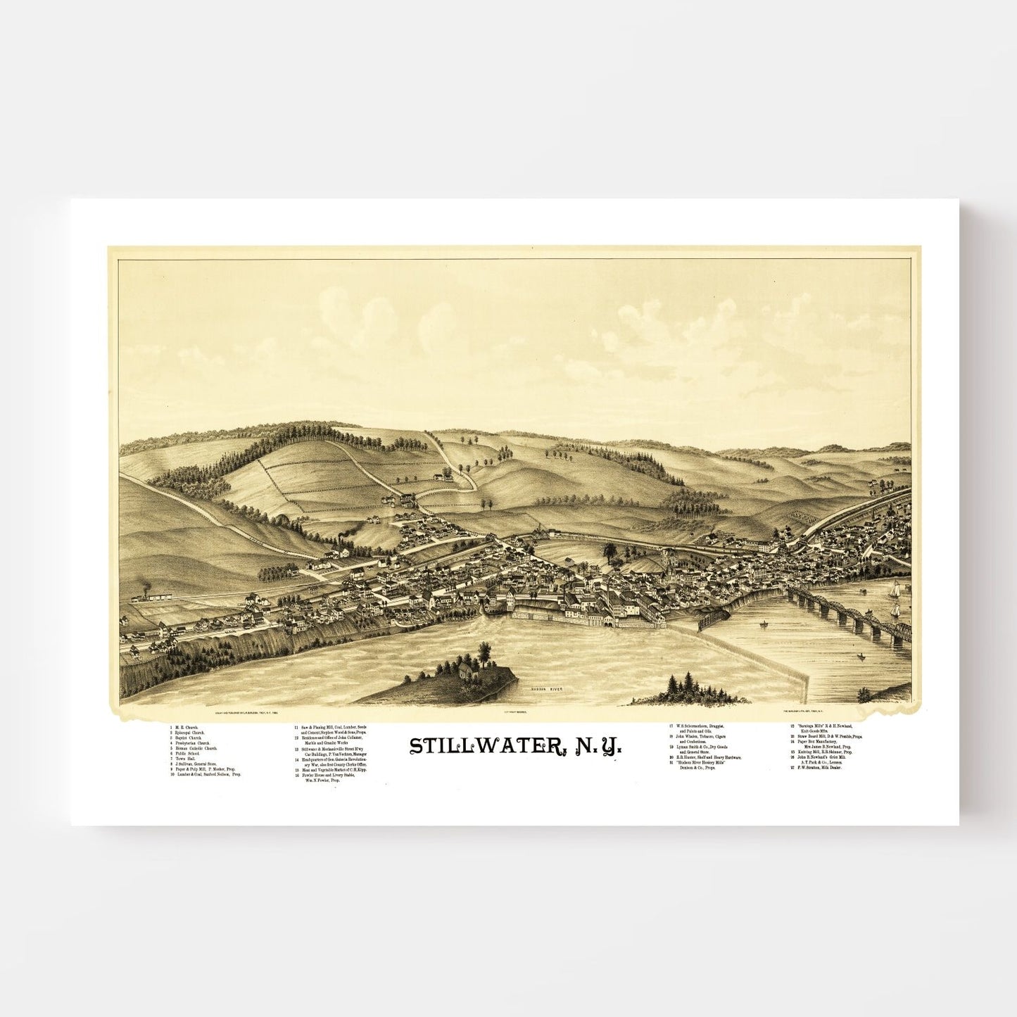 Vintage Map of Stillwater, New York, 1889