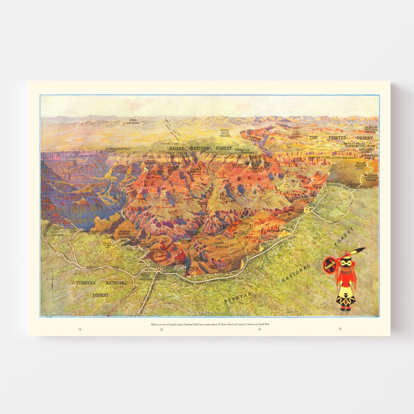 Vintage Grand Canyon National Park Map, 1929