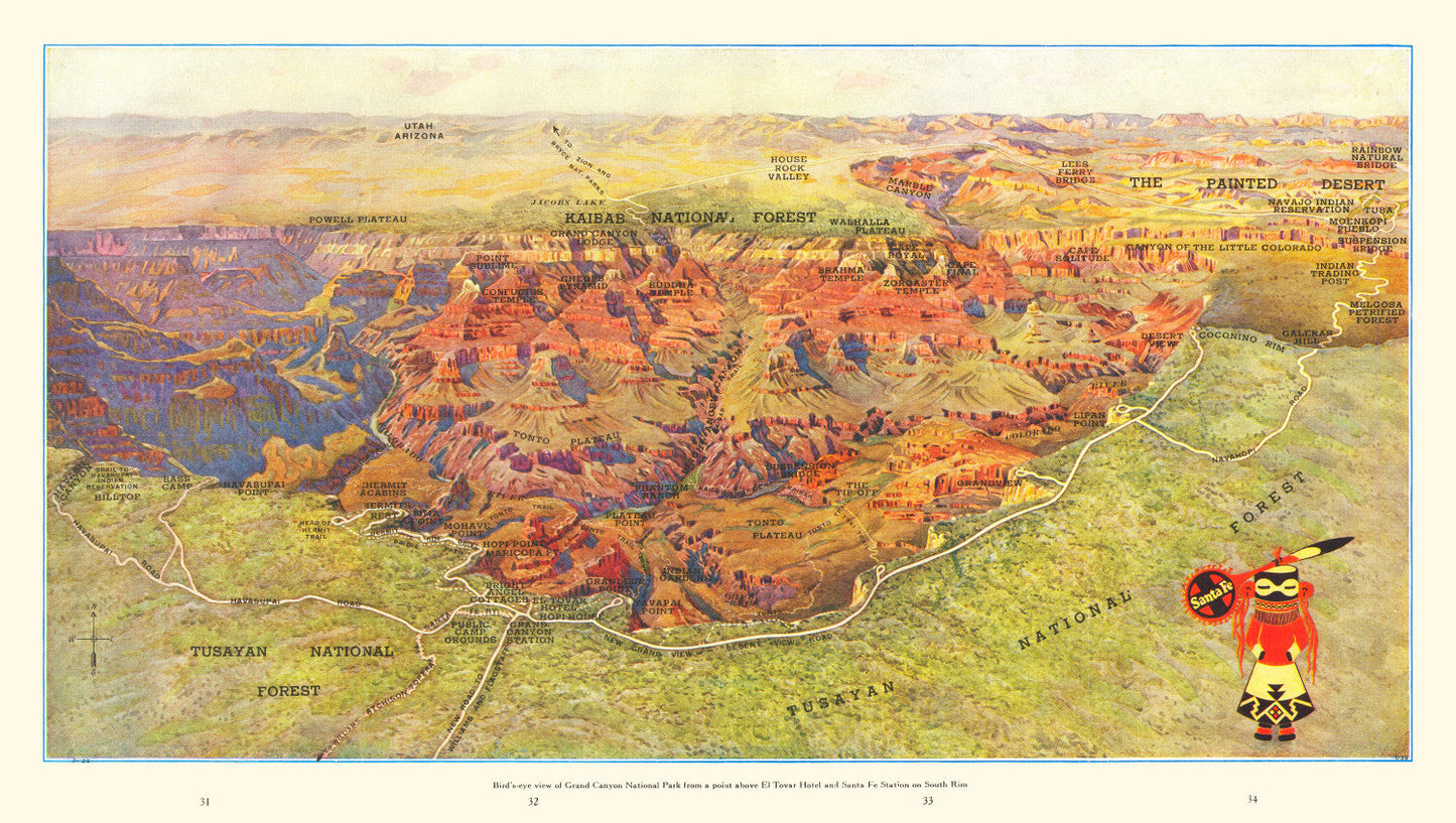 Vintage Grand Canyon National Park Map, 1929