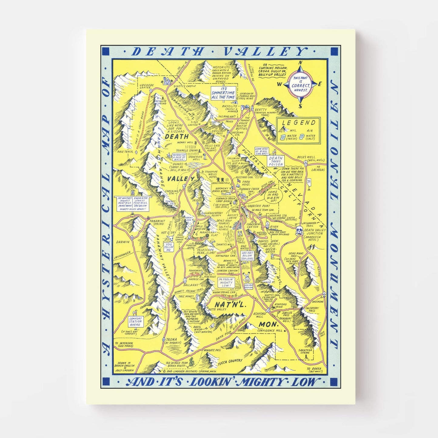 Vintage Death Valley Map, 1948