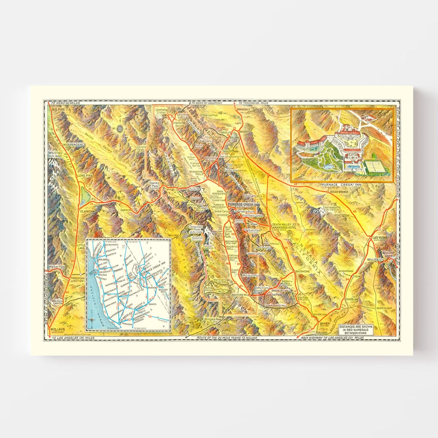 Vintage Map of Death Valley National Park 1934