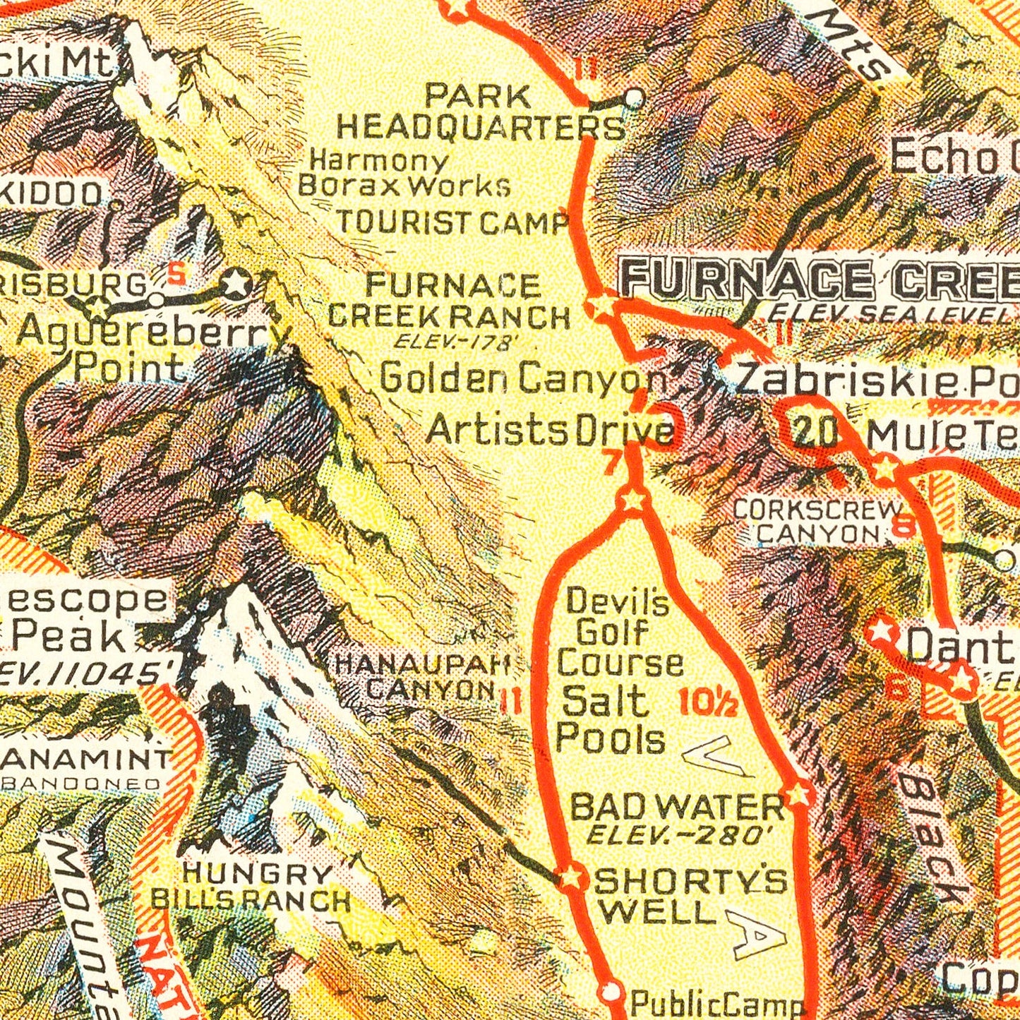 Vintage Map of Death Valley National Park 1934