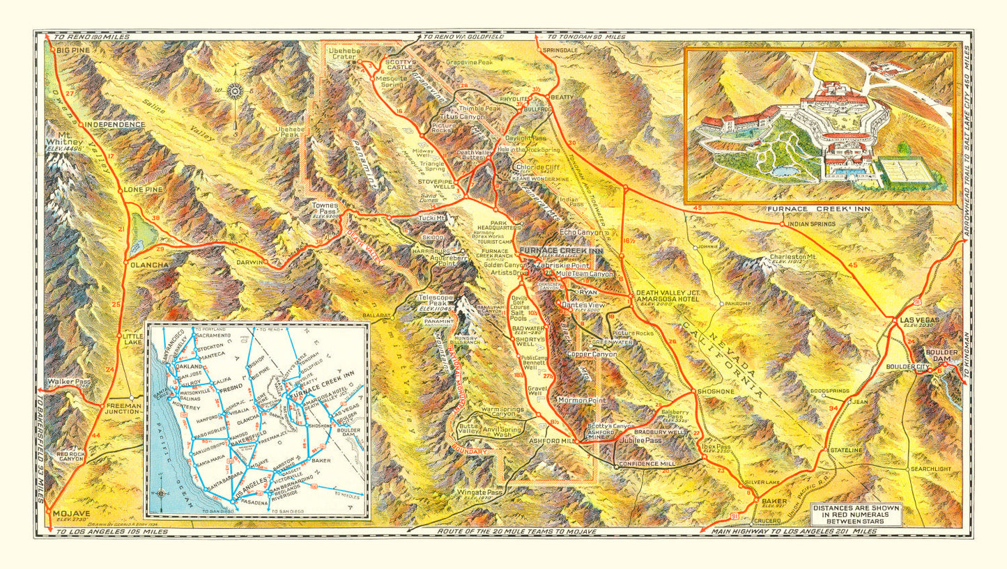 Vintage Map of Death Valley National Park 1934