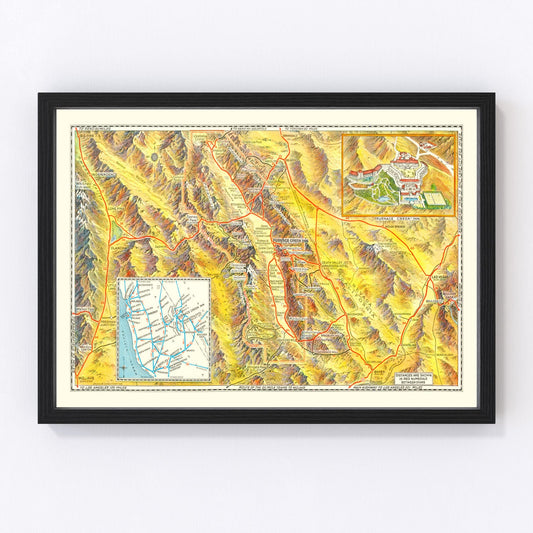 Vintage map of Death Valley National Park, California, 1934
