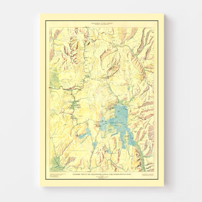 Vintage Map of Yellowstone National Park, 1915