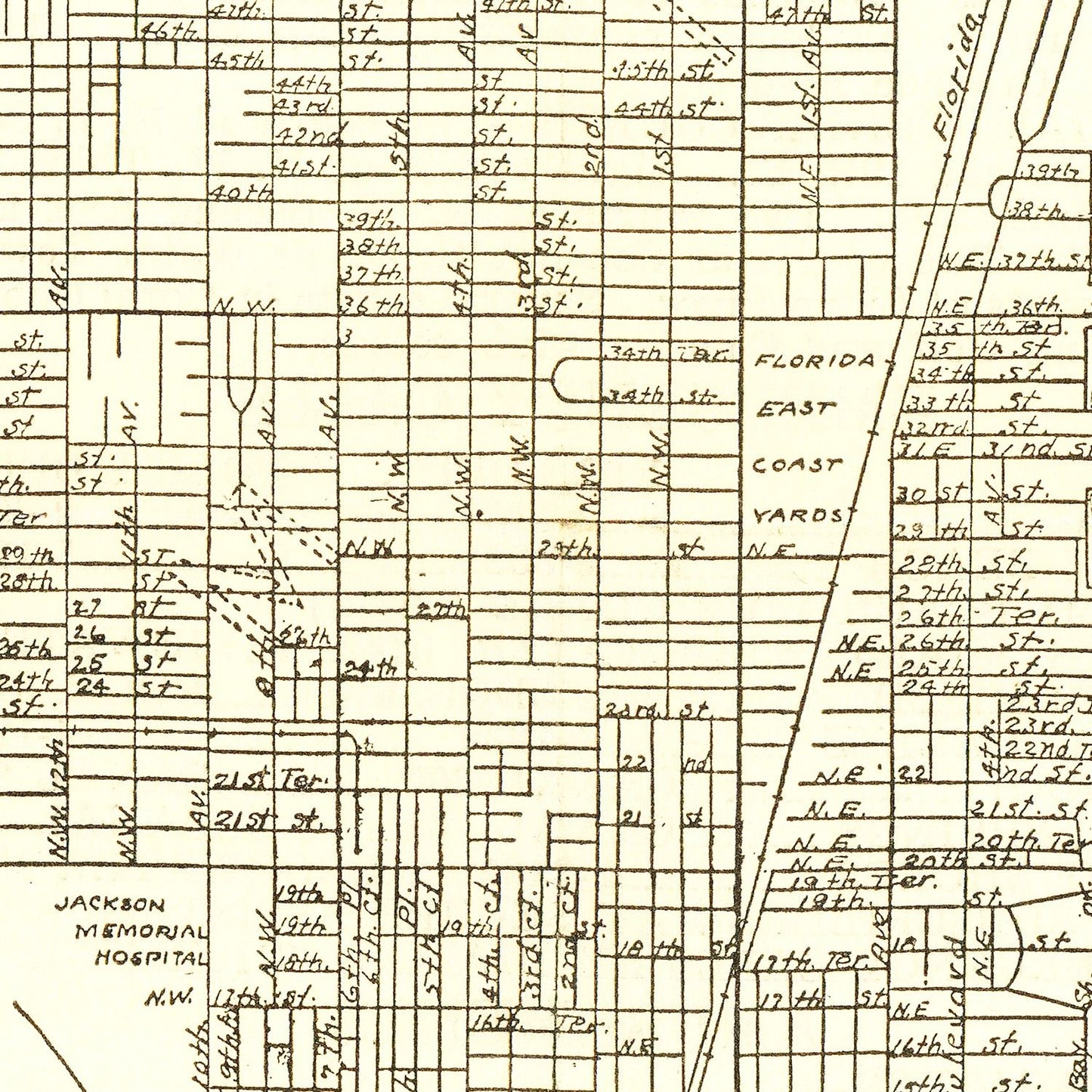 Vintage Map of Miami, Florida, 1934