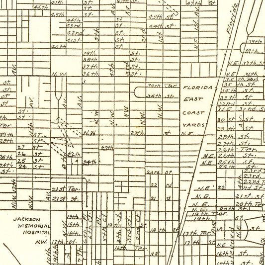 Vintage Map of Miami, Florida, 1934