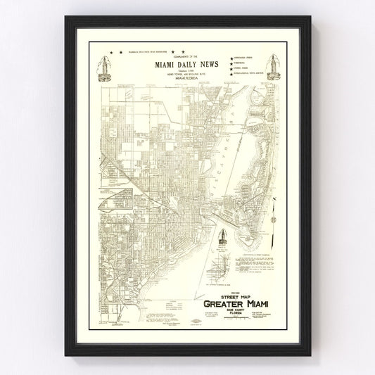vintage map of Miami, Florida, 1934