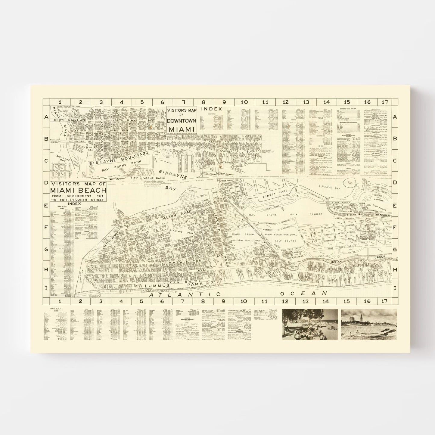Vintage Map of Miami Beach, Florida, 1935