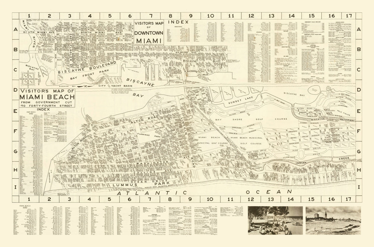 Vintage Map of Miami Beach, Florida, 1935