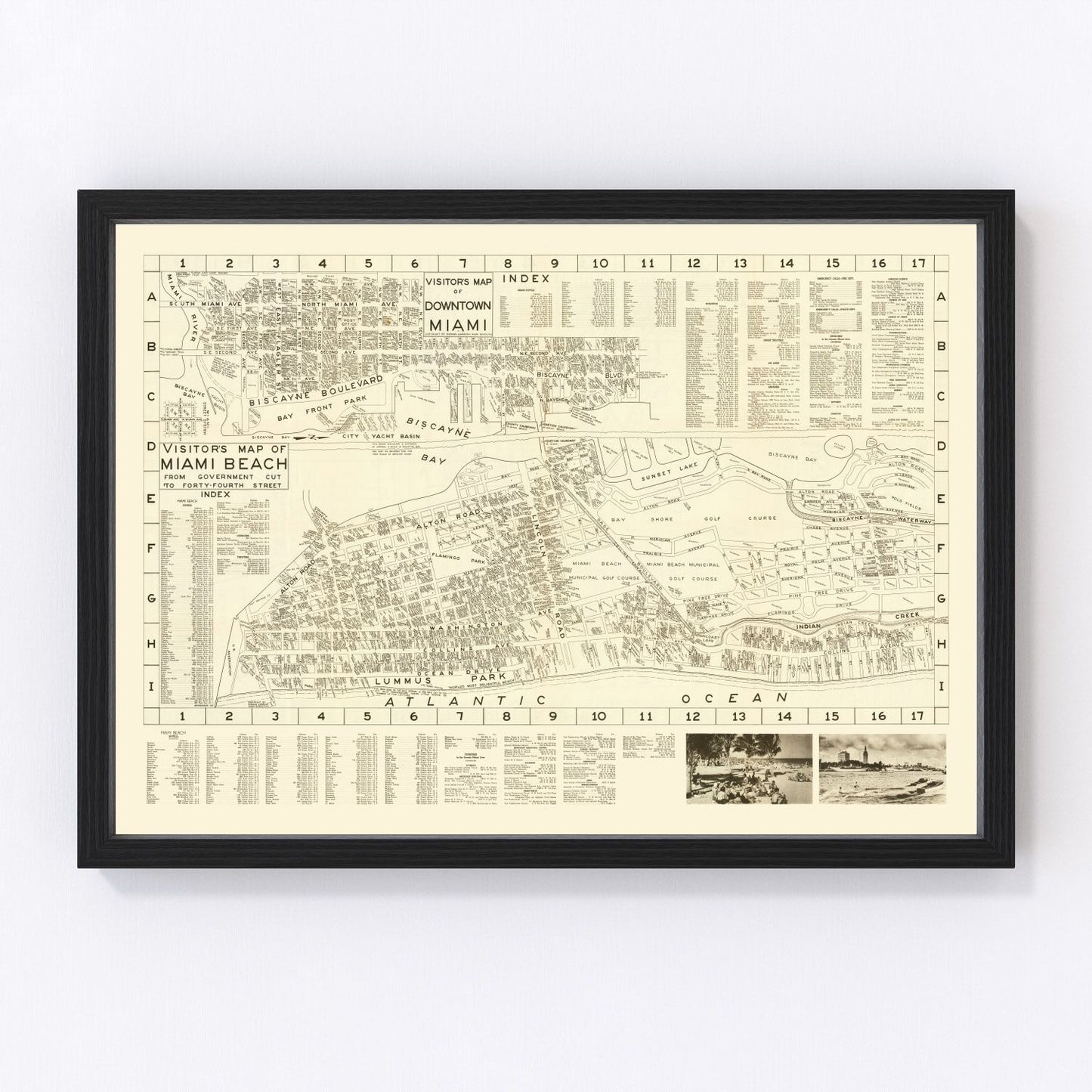 vintage map of Miami Beach, Florida, 1935