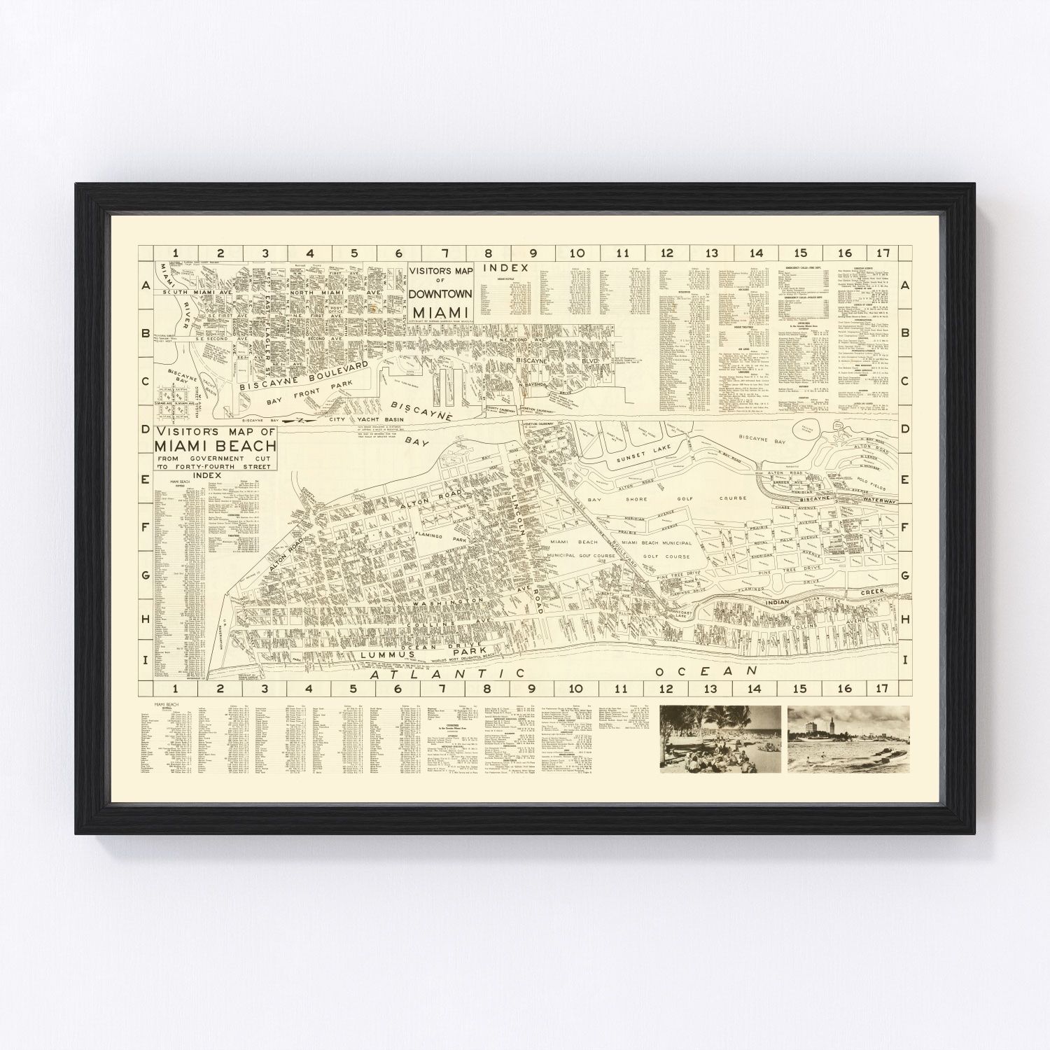 vintage map of Miami Beach, Florida, 1935