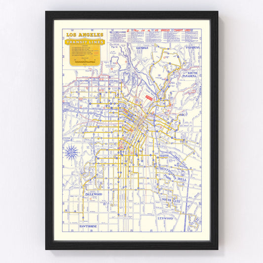Vintage map of Los Angeles, California, 1946