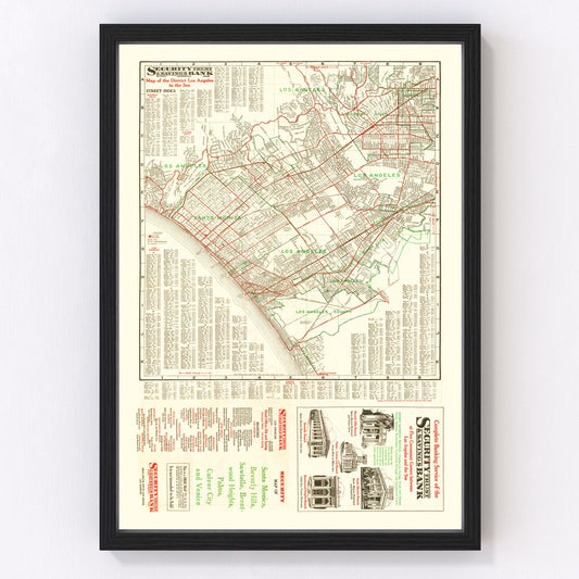 vintage map of Los Angeles, California, 1926