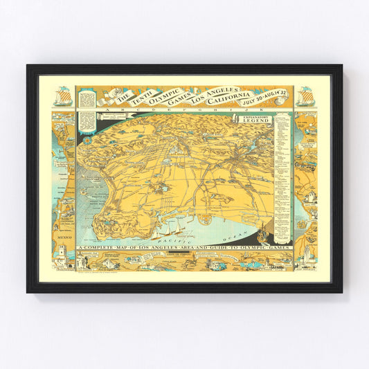 vintage map of Los Angeles, California, 1932