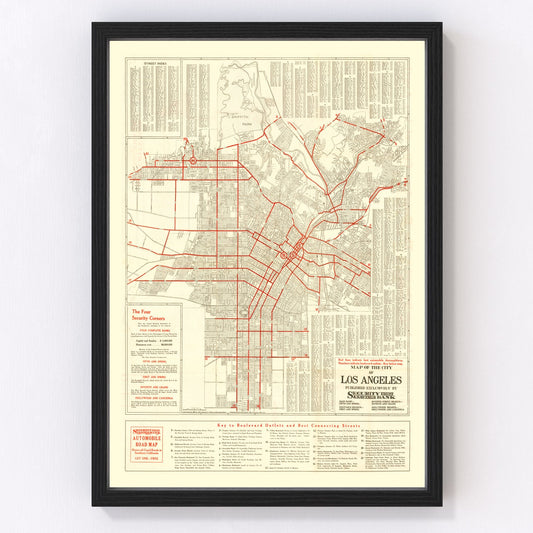 Vintage map of Los Angeles, California, 1914