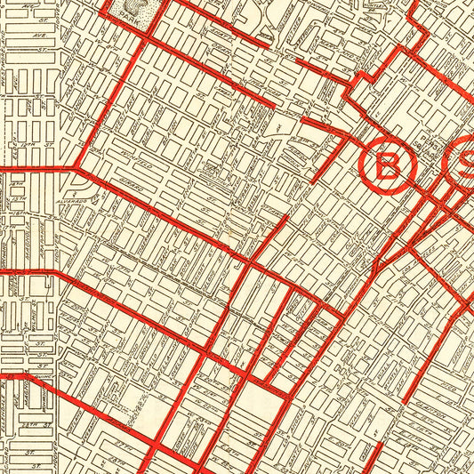 Vintage Map of Los Angeles, California, 1914