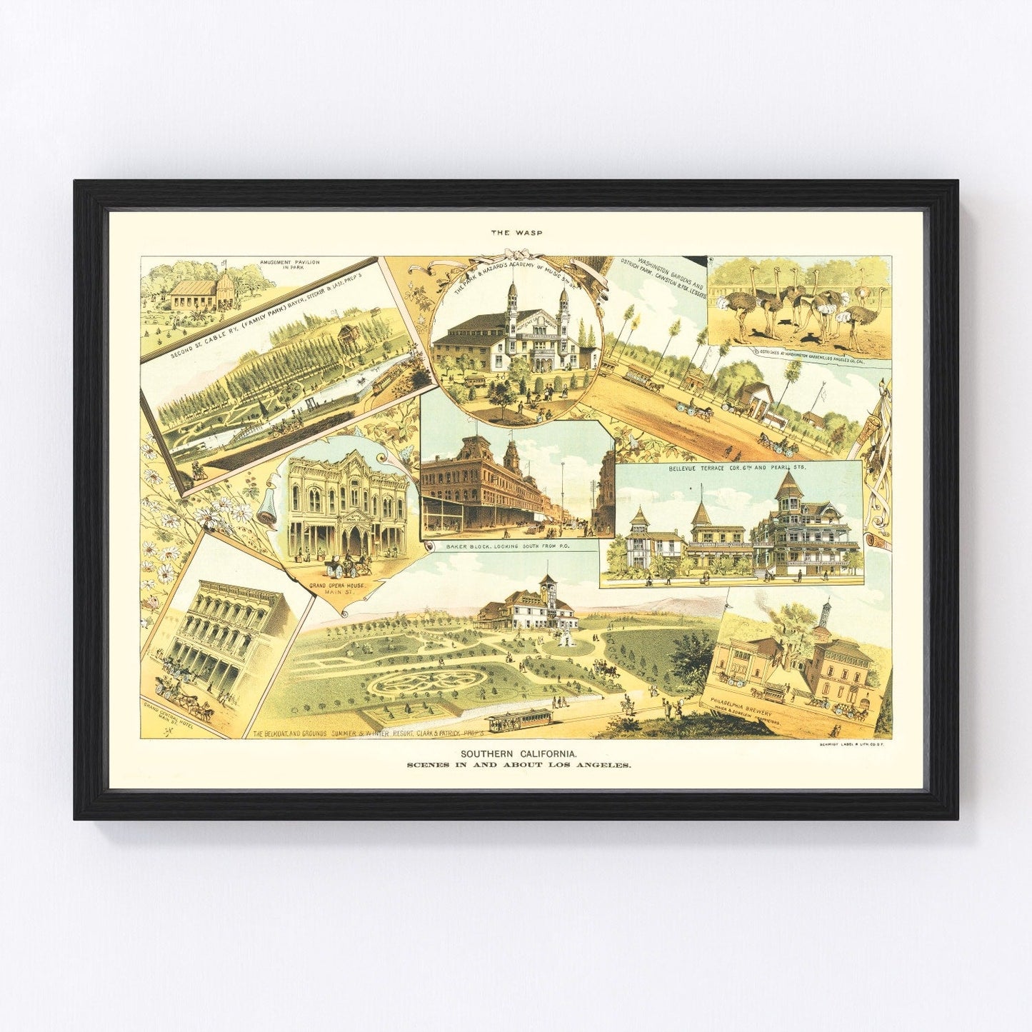 vintage map of Los Angeles, California, 1888