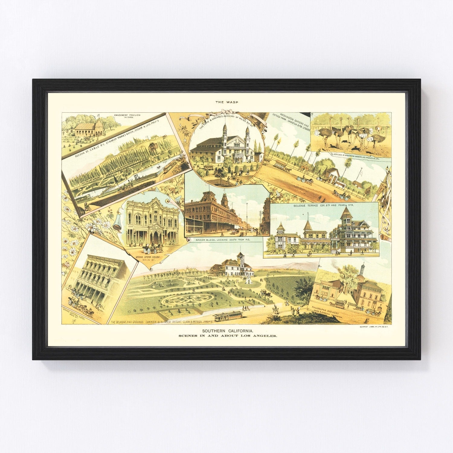 vintage map of Los Angeles, California, 1888