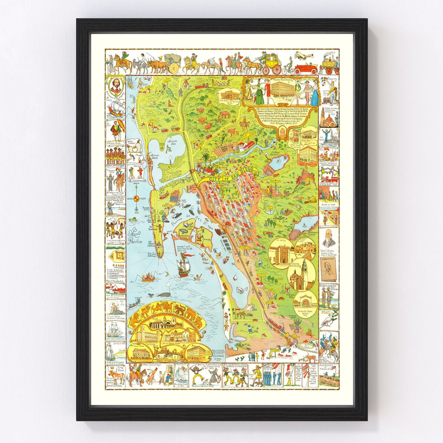 vintage map of San Diego, California, 1928