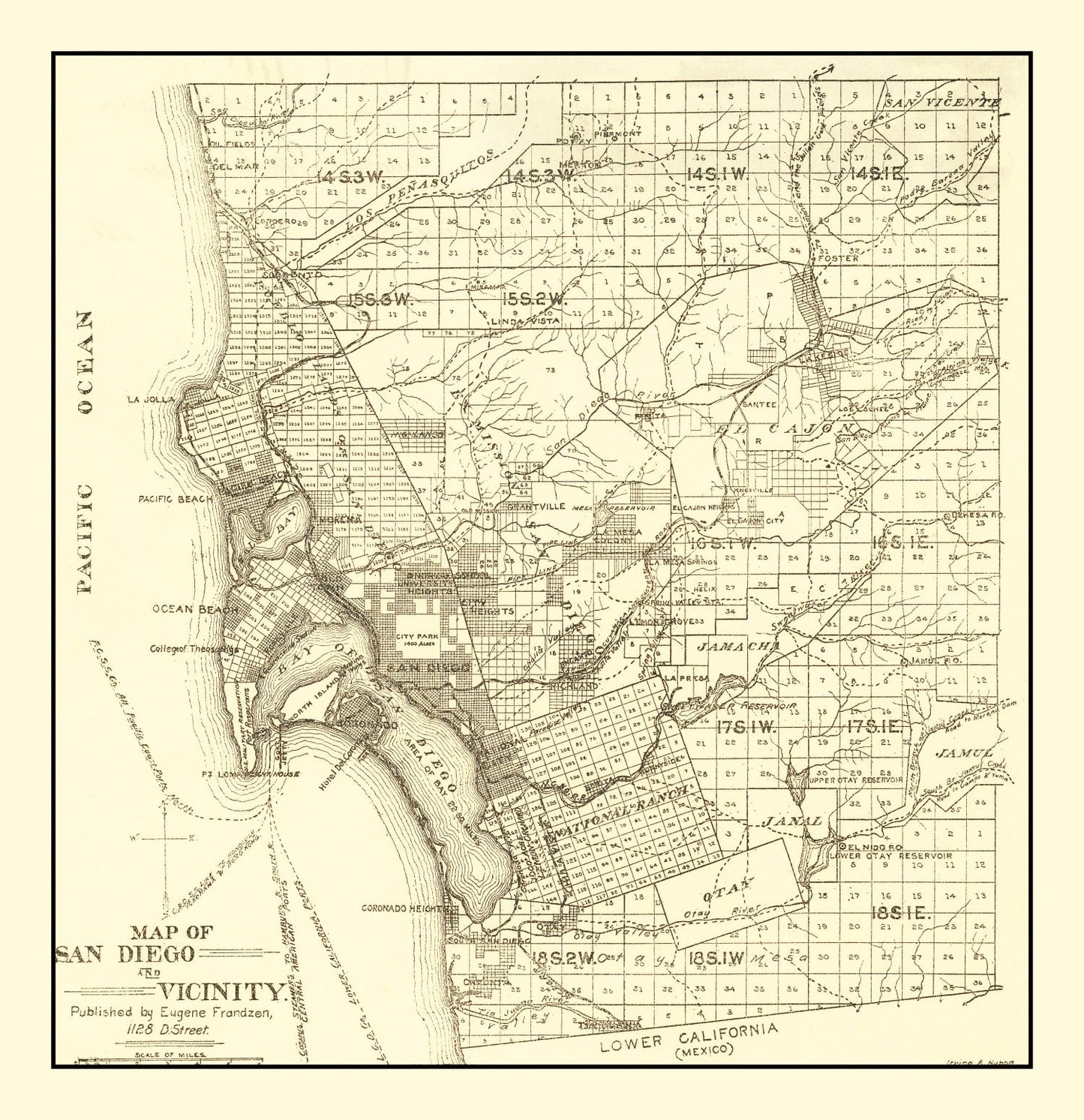 Vintage Map of San Diego, California, 1895
