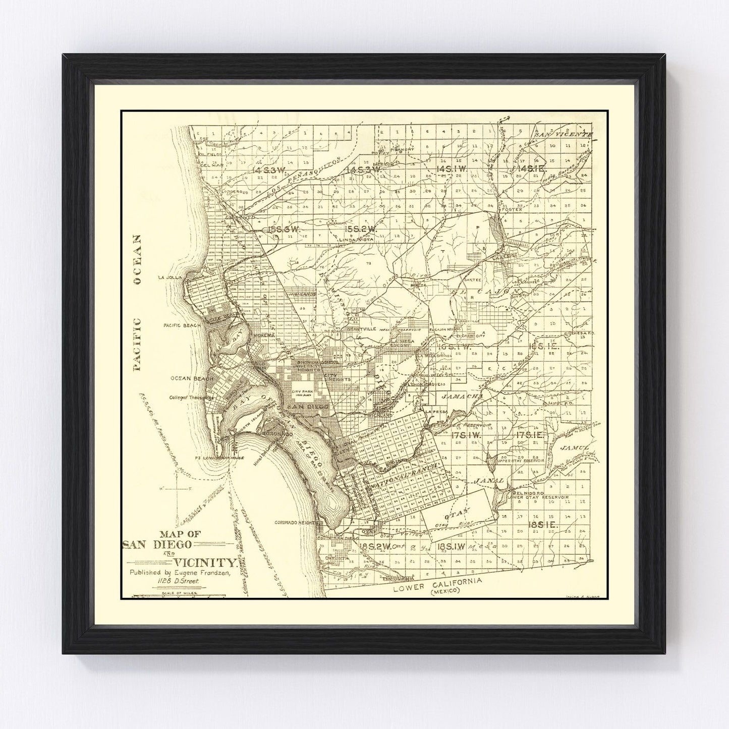 vintage map of San Diego, California, 1895