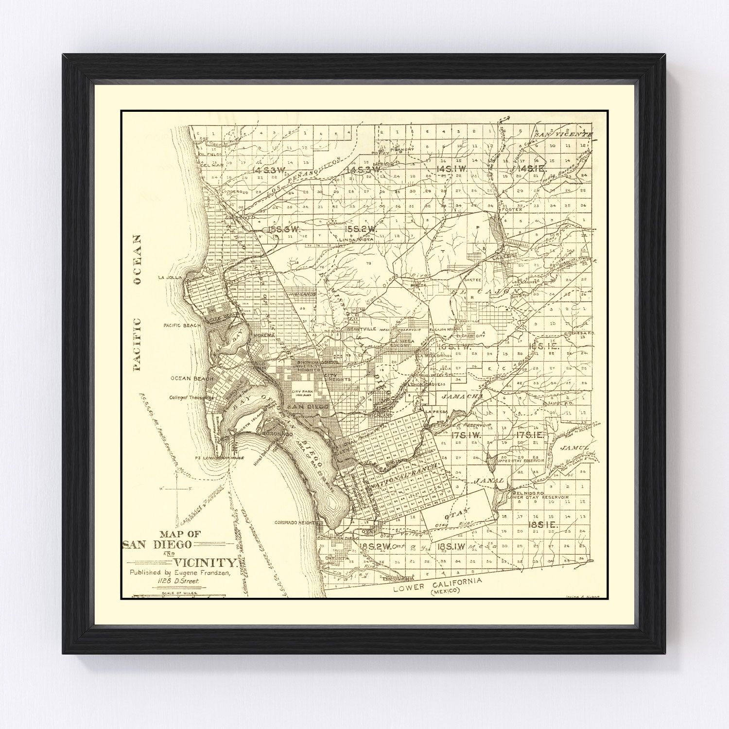 vintage map of San Diego, California, 1895