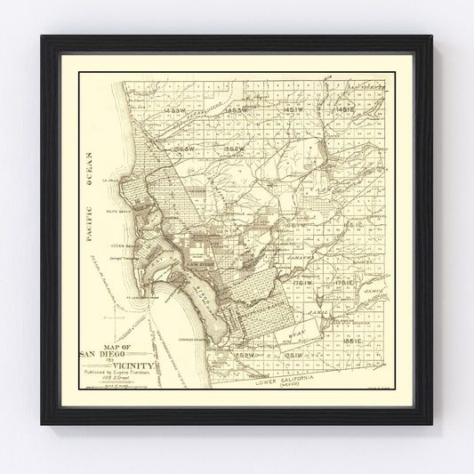 vintage map of San Diego, California, 1895