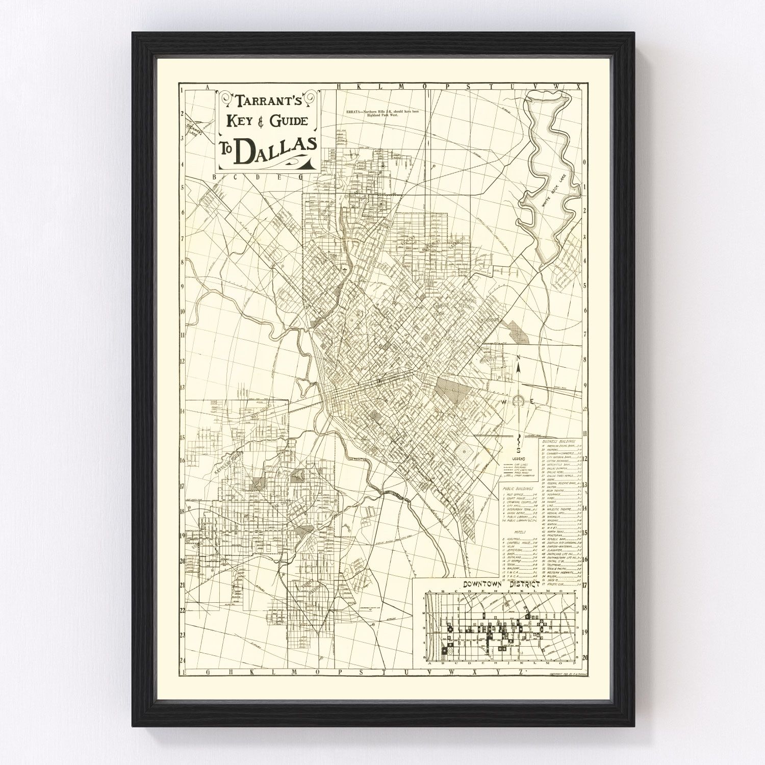 vintage map of Dallas County, Texas, 1925