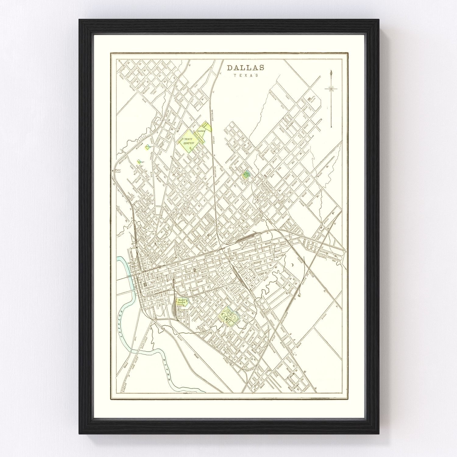 Vintage map of Dallas, Texas, 1893