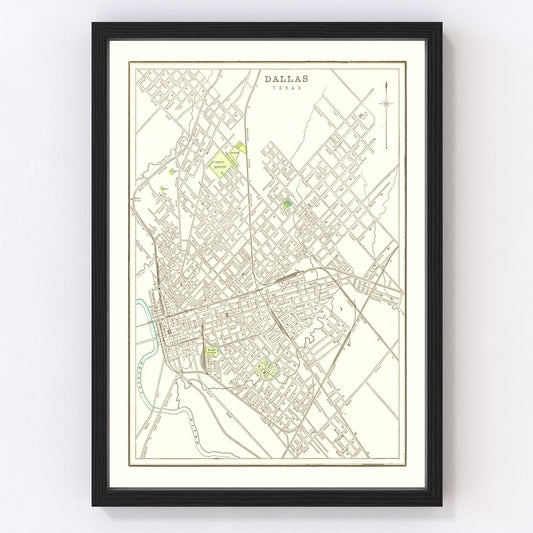 Vintage map of Dallas, Texas, 1893