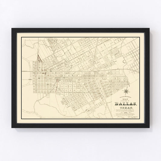 Vintage map of Dallas, Texas, 1878