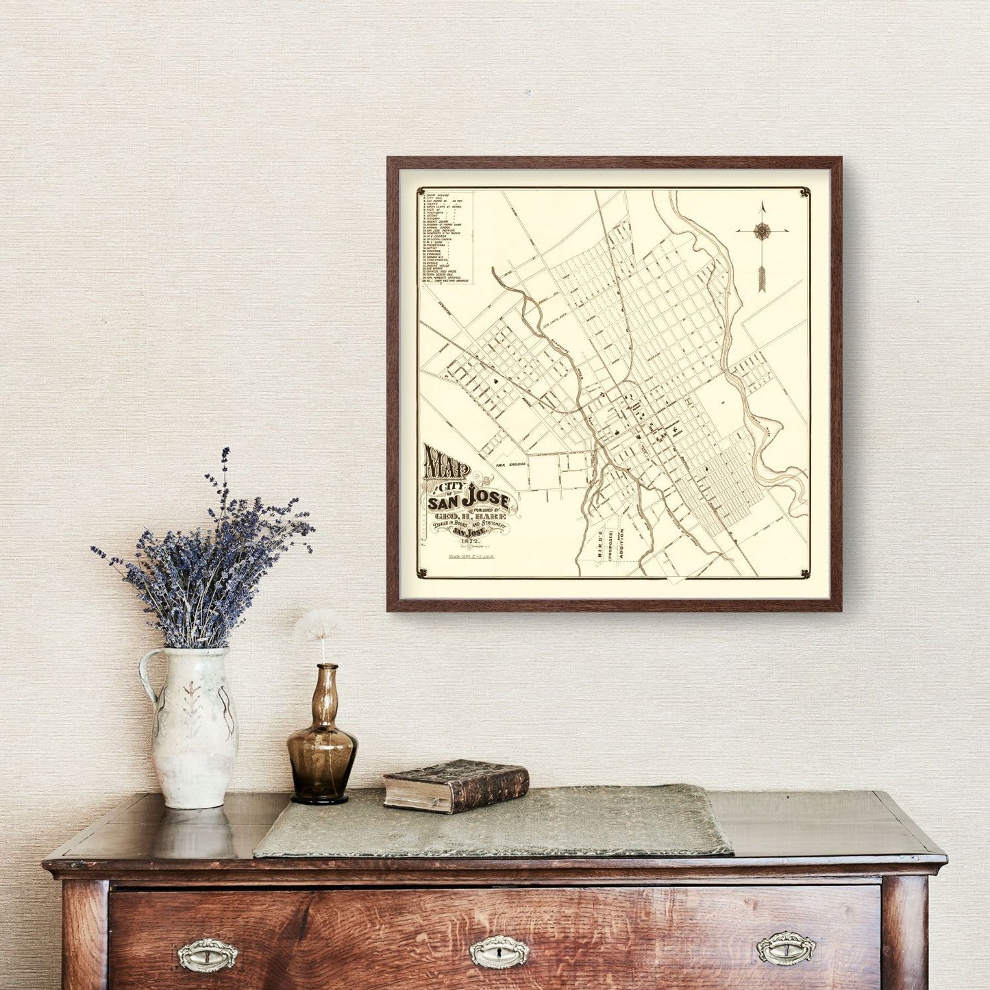 Vintage Map of San Jose, California, 1872