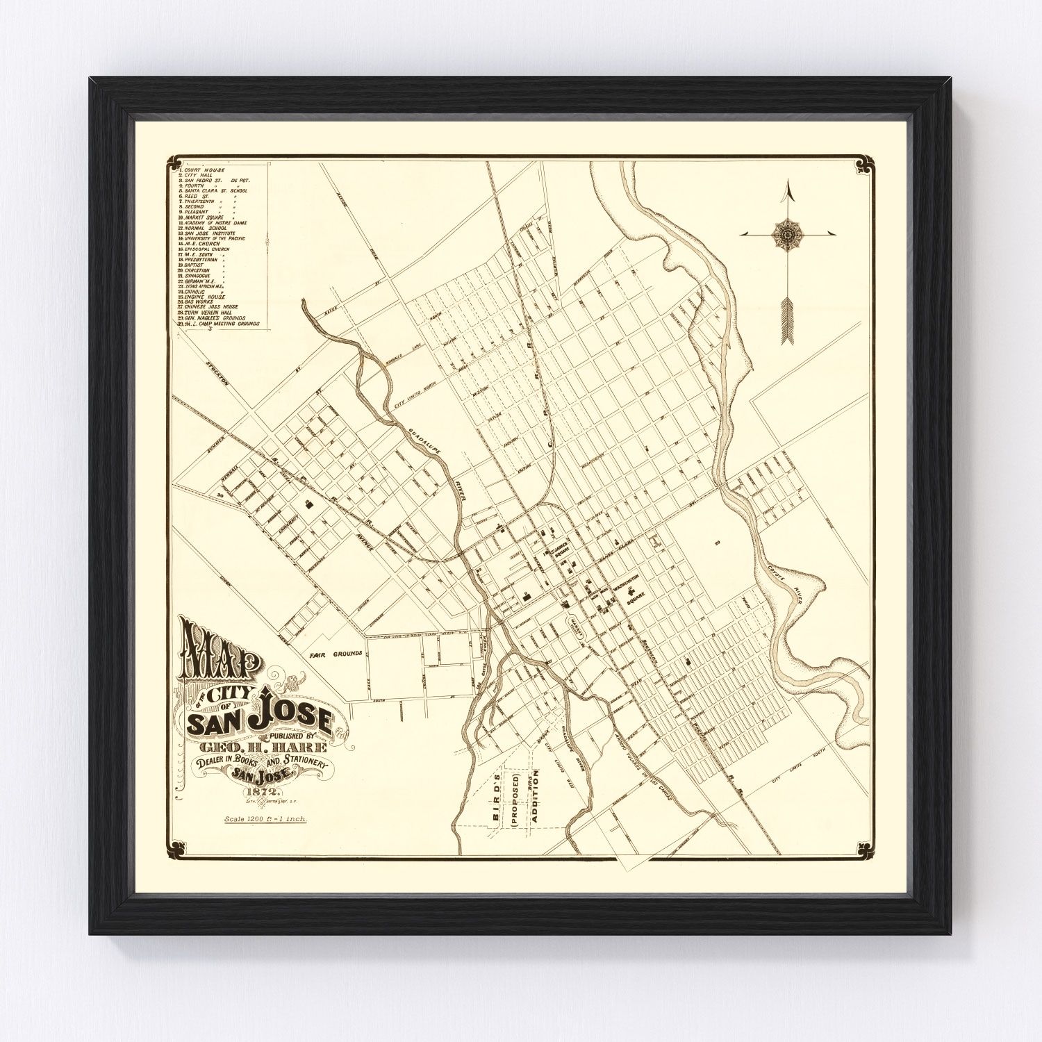 Vintage map of San Jose, California, 1872