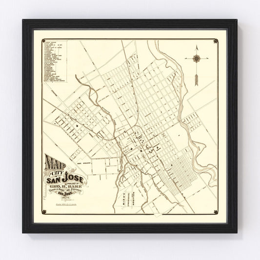 Vintage map of San Jose, California, 1872